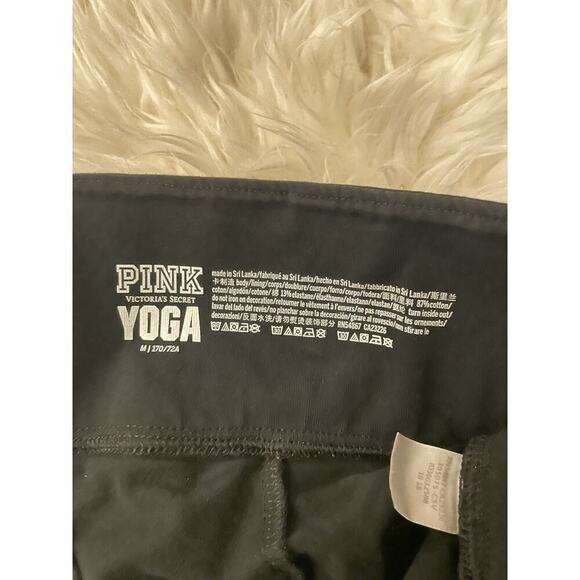 Victoria's Secret PINK Sequin Bling Cotton Leggings Black M Medium Beaded Bling - Picture 2 of 2